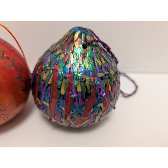 Hand-Painted Decorative Gourd Ornaments With Multicolor Patterns Hanging Strings - Picture 3 of 6